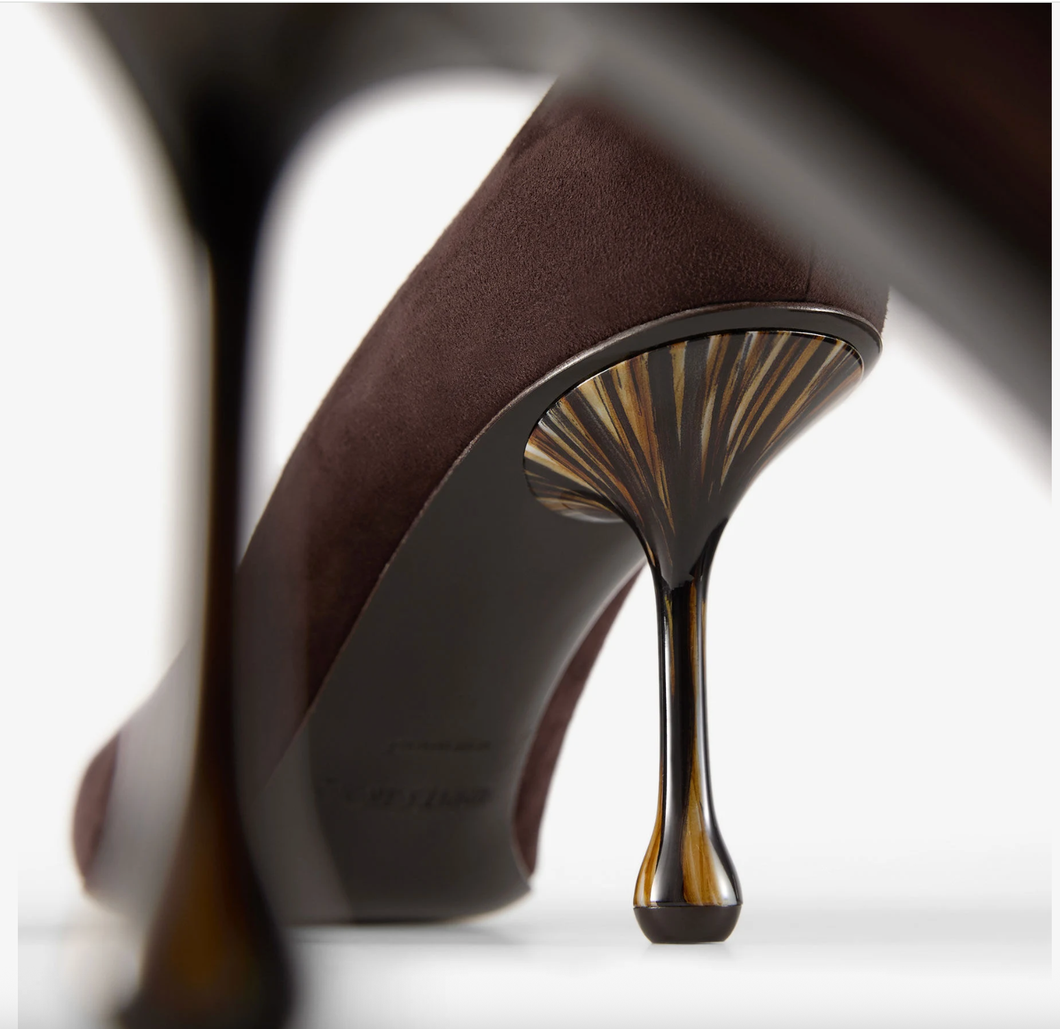 Ixia 80 - Chocolate Suede Pumps with Grain Heel