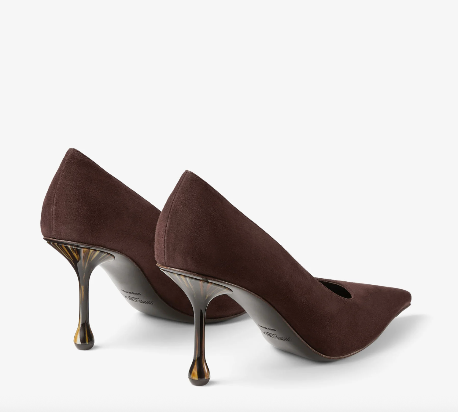 Ixia 80 - Chocolate Suede Pumps with Grain Heel