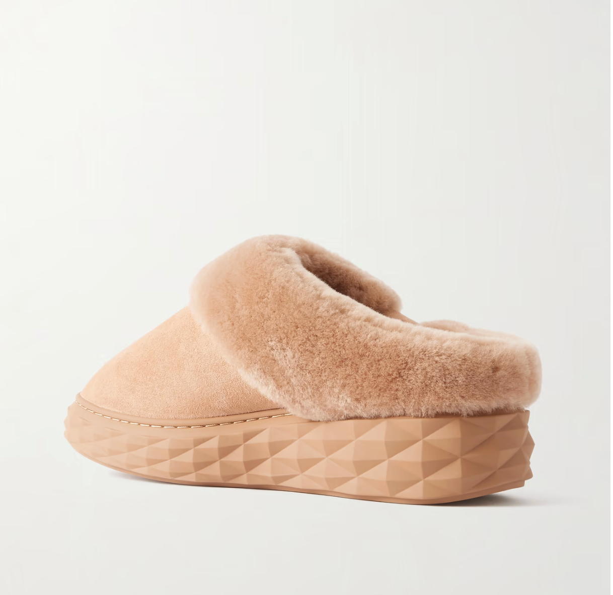 Diamond shearling mules