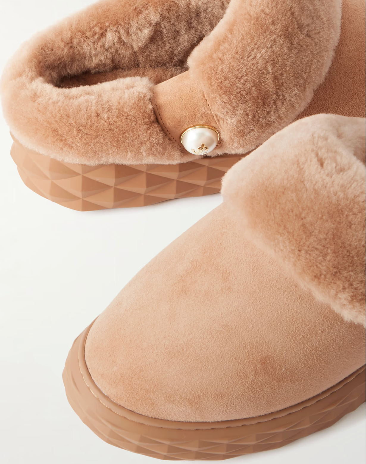 Diamond shearling mules