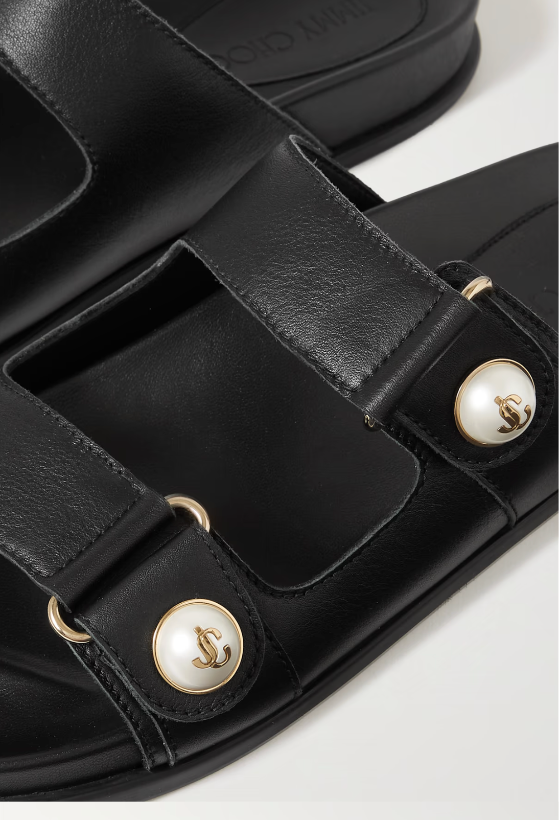 Fayence faux pearl-embellished leather slides