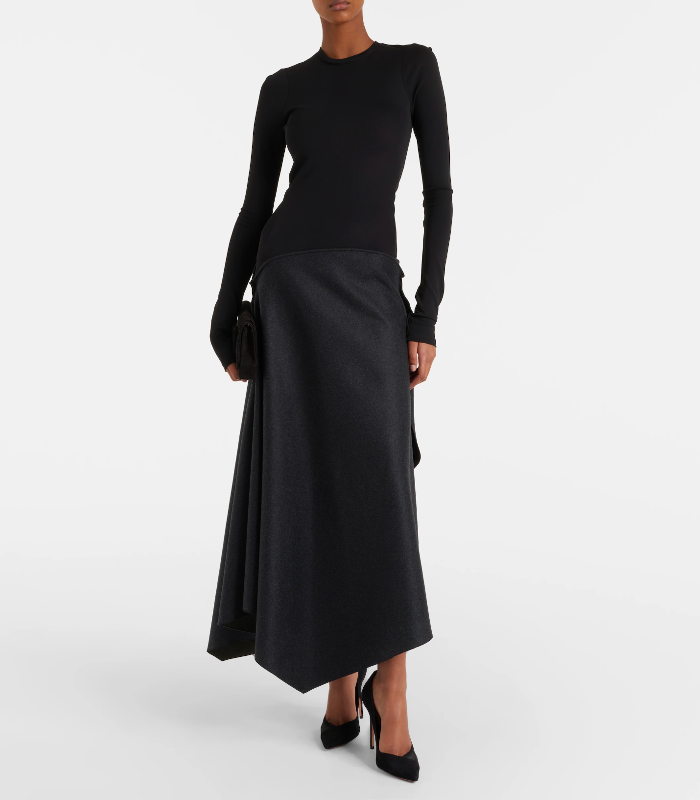 Studio 105 mesh-trimmed suede pumps