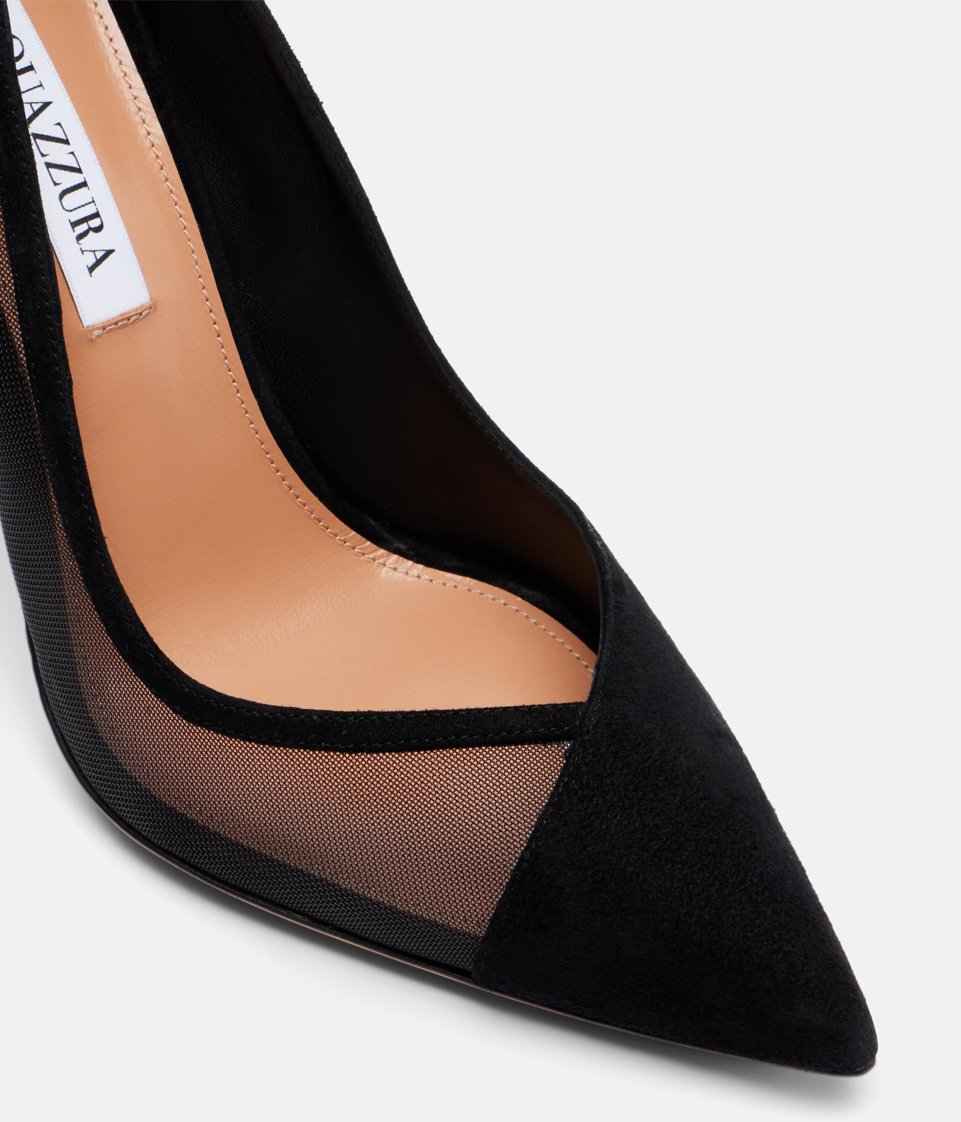 Studio 105 mesh-trimmed suede pumps