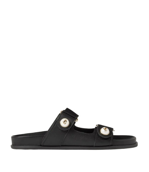 Fayence faux pearl-embellished leather slides