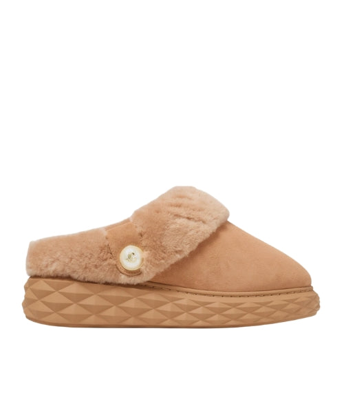 Diamond shearling mules