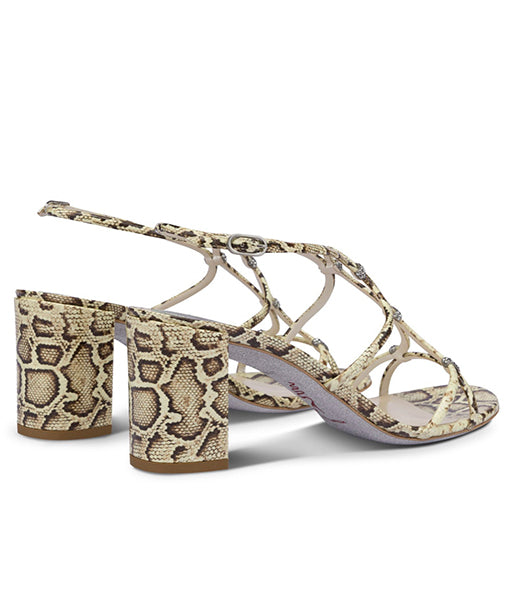 CLIPPY ANIMAL PRINT MIDI HEEL SANDALS