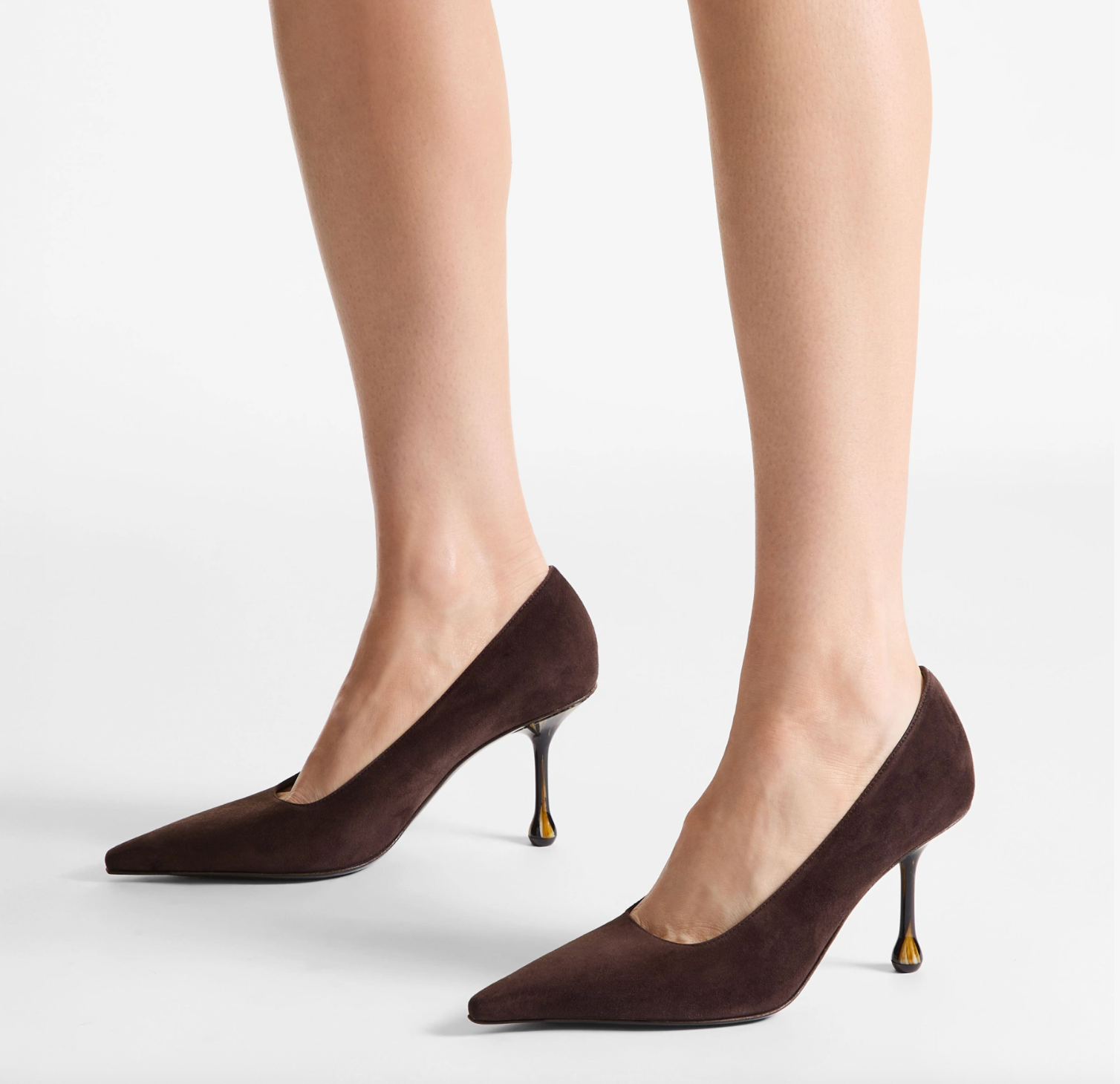 Ixia 80 - Chocolate Suede Pumps with Grain Heel