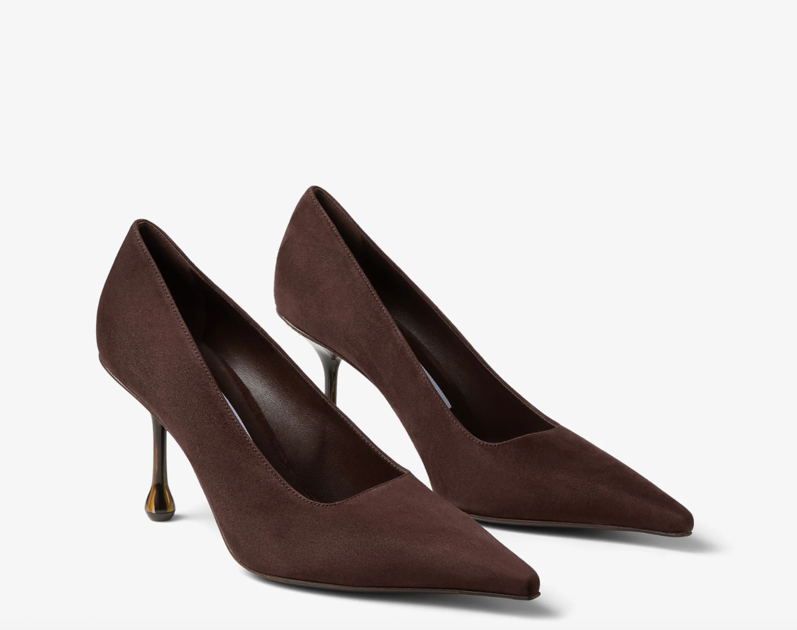 Ixia 80 - Chocolate Suede Pumps with Grain Heel