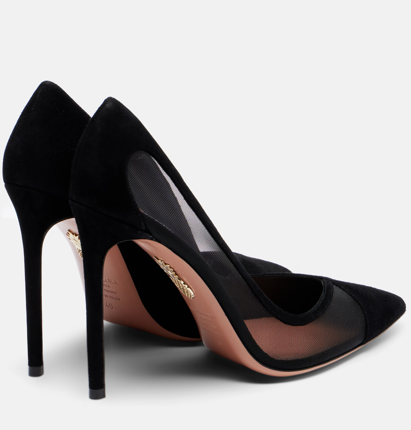Studio 105 mesh-trimmed suede pumps