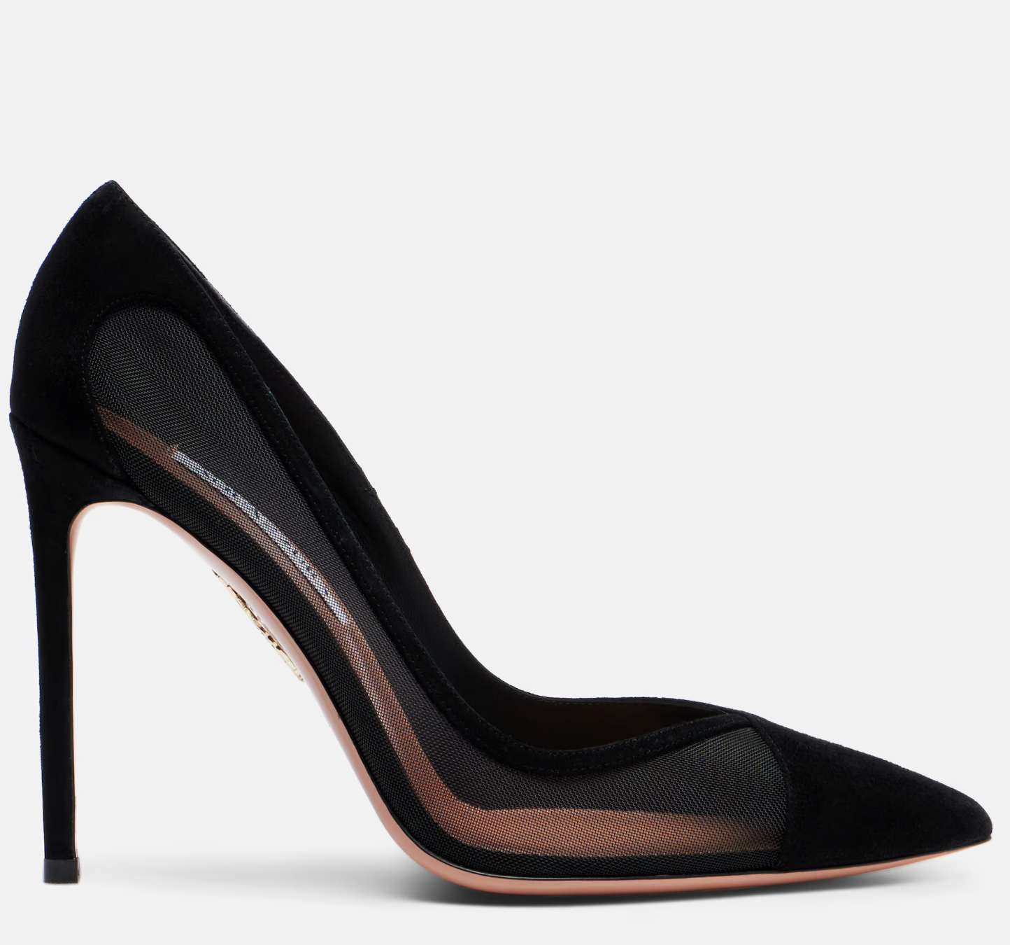 Studio 105 mesh-trimmed suede pumps